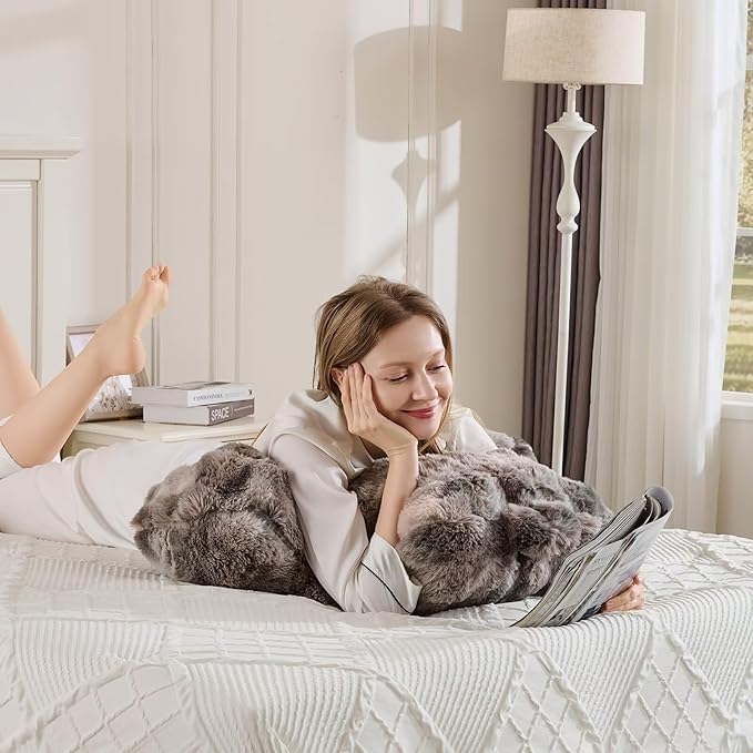 Reading Pillows for Boyfriend Adult,Velvet Back Pillow Bed Wedge Large, Back Rest Support Cushion for Sitting Up in Bed/Couch for Bedrest 18inch-Tie-dye Gray