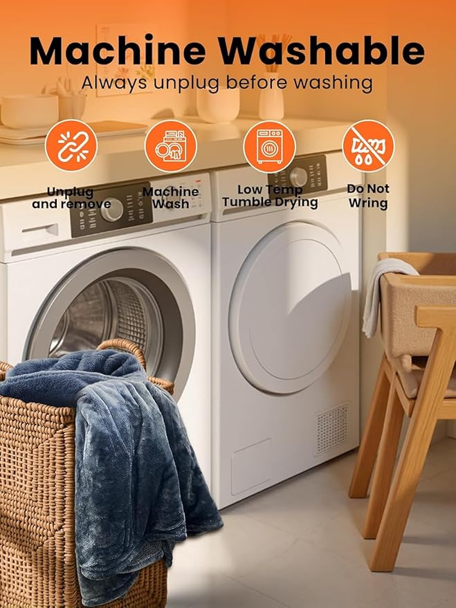 Electric Heated Blanket King, Ultra‑Cozy Premium Flannel & Sherpa, Even Heat Distribution & Stable Temp, 1–10H Auto‑Off, 8 Temps (86–125.6°F), Overheat Protection, Ideal Gifts for Grandma