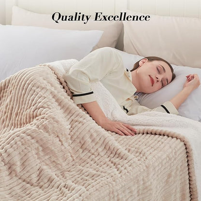 Westinghouse Queen Size Electric Blanket, Flannel to Sherpa Reversible, Heated Blanket Queen with Dual Control 10 Heating Settings & 1-12 Hours Auto Shut Off, Machine Washable, (84" x 90", Beige)