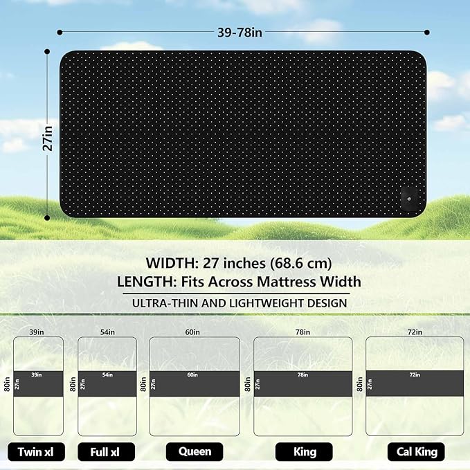 Grounding Mat for Bed, Grounding Pad for Sleeping, Tear-Resistant PU Leather Grounding Mattress with Cord
