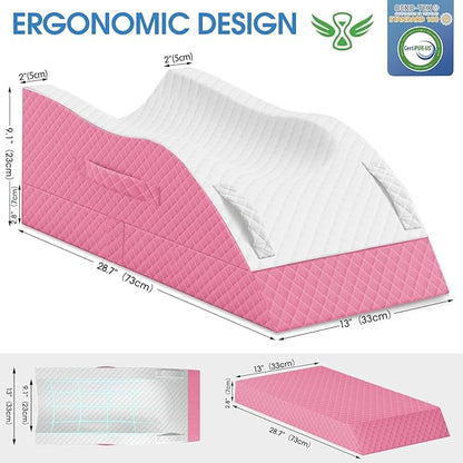 Elevation Pillows for Leg After Surgery, Memory Foam Adjustable Wedge Pillow for Injury or Rest, Ankle Pillow for Sleeping Blood Circulation Pink/Single Leg