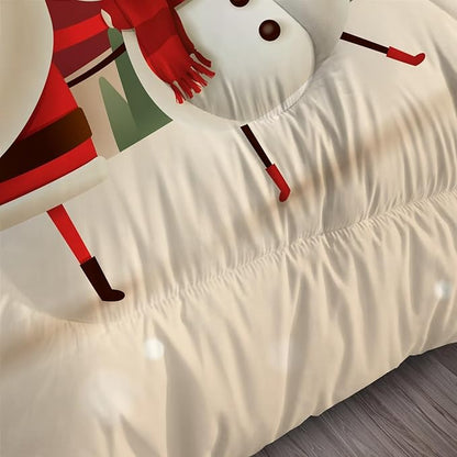 Xmas Bedding Sets Twin Size Christmas Santa Gnomes Comforter Sets Snowing Santa Claus Quilt for Kids Boys Girls Bedroom, 1 Comforter + 1 Pillow Case