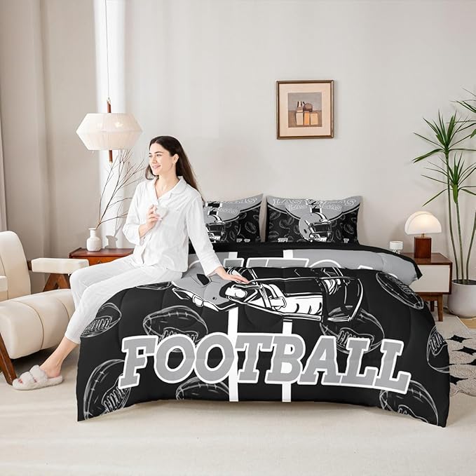 Feelyou Football Comforter Set King Size 7 Pieces Ball Games Bedding Set for Kids Boys Girls Rugby Bed in a BagFootball Bedroom Decor Rugby Sports