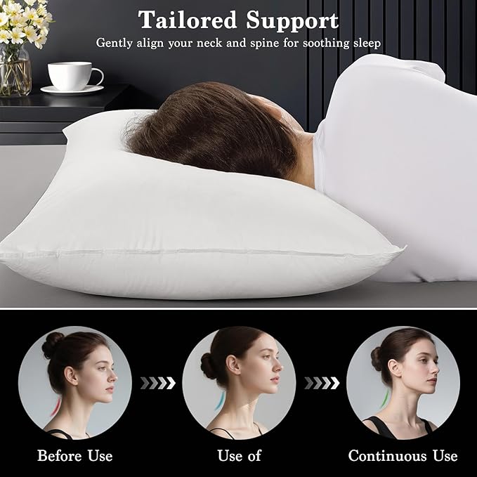 Shilucheng Goose Down Pillow Queen Size Set of 1 Pack,900+ Fill Power Luxury Hotel Quality Bed Feather Pillow for Side Back Stomach Sleepers, Soft 100% Cotton Shell（White,20" x 30"）