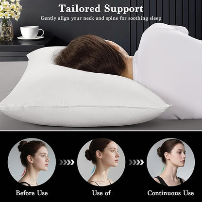 Shilucheng Goose Down Pillow Standard Size Set of 2 Pack,750+ Fill Power Luxury Hotel Quality Bed Feather Pillow for Side Back Stomach Sleepers, Soft 100% Cotton Shell（White,20" x 26"）