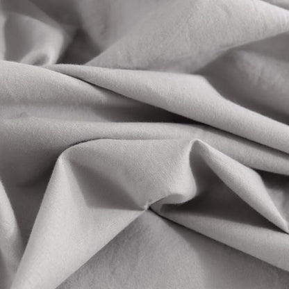 NEXHOME PRO Duvet Cover Set Kids Twin Size Linen Feel Textured Organic Natural 100% Washed Cotton Duvet Cover 2 Pieces Bedding Set with Zipper Closure, Breathable, Soft, Light Grey (No Comforter)