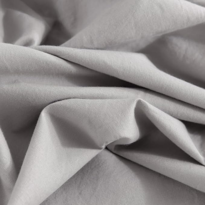 NEXHOME PRO Duvet Cover Set California King Linen Look Textured Organic Natural 100% Washed Cotton Duvet Cover 3 Pieces Bedding Set with Zipper Closure, Breathable, Soft, Light Grey (No Comforter)