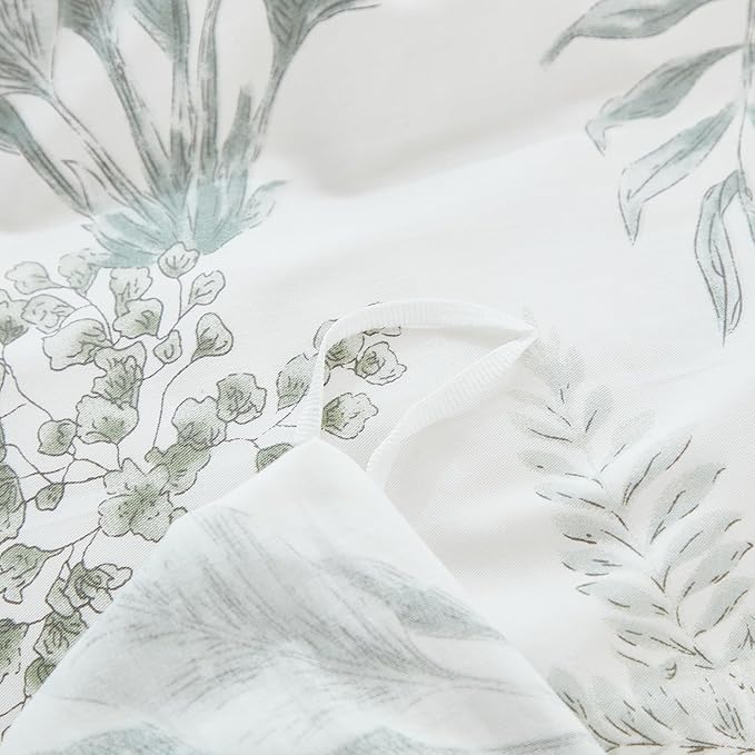 100% Cotton Duvet Cover Queen Size Sage Green Floral Bedding Set Reversible Botanical Comforter Cover 3 Pcs Vintage Cottagecore Aesthetic Soft Bedding Sets for All Season