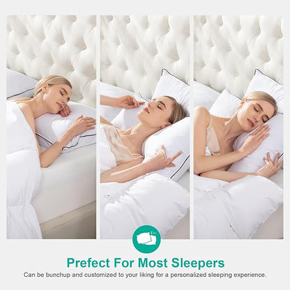 APSMILE Medium Firm Feathers Down/Poly Pillow Standard Size Set of 2, Luxury Feather Pillow for Sleeping, 100% Organic Cotton Cover Hotel Bed Pillow Wrapped in Polyester (White, 20"x26")