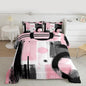 Feelyou Kids Abstract Art Comforter Set King Size Geometric Bedding Set for Boys Girls Teens Bedroom Decor Geometric Pink Grey Black Comforter Women Men Modern Duvet Set with 2 Pillow Case