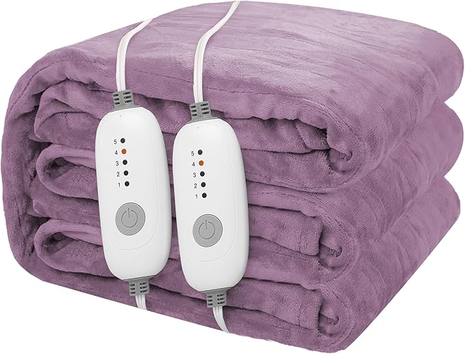 Electric Heated Blanket 84"x90" Queen Size Microplush Cover Blanket, 5 Heat Settings & 10 Hours Auto Off, Cozy & Warm for All Night, Machine Washable,Cameo Brown