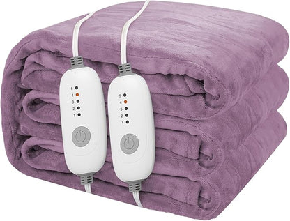 Electric Heated Blanket 84"x90" Queen Size Microplush Cover Blanket, 5 Heat Settings & 10 Hours Auto Off, Cozy & Warm for All Night, Machine Washable,Cameo Brown