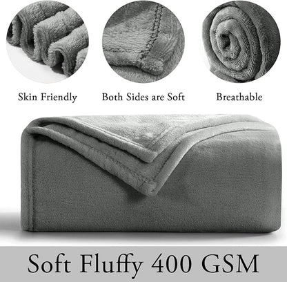 IR Imperial Rooms Fleece Blanket 16 Pack - Super Soft Fluffy Light Grey Throw Blanket for Sofa and Bed - Warm and Cozy Lightweight 400 GSM Microfiber Bed Throws Blankets, 50x60 Inches (Throw/Travel)