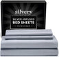 Silvery Silver Infused Bed Sheets Set - Ultra-Soft Temperature-Regulating Fabric with Self-Cleaning Technology™ That Stays Fresh 3X Longer for Hygienic Sleep (Gray, Split King)