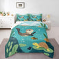 Lovely Otter Kids Comforter Set Full Size 3 Pcs Underwater View Cute Turtle Fish Bedding Sets for Boys Girls Teens Green Leaves Cartoon Animal Rustic Style Comforter Duvet Set with 2 Pillowcases