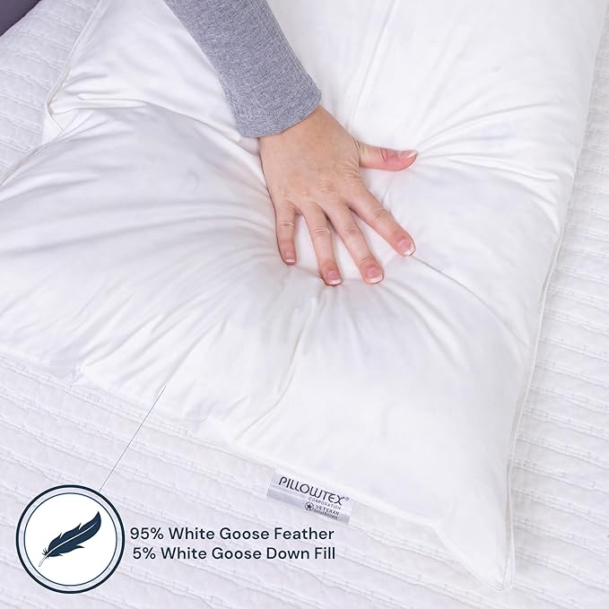 White Goose Feather and Down Body Pillow – Pillows Size 20 Inches x 60 Inches