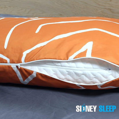 Sidney Sleep Curved Pillow Covers - Full Length Zipper Closure - Premium Soft Brushed Microfiber (Travel Mini, Orange/White)