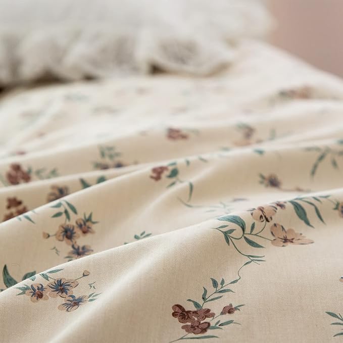 Duvet Cover King Floral, 100% Brushed Microfiber Floral Bedding Set 3 Pieces King Size Duvet Cover Vintage floral for All Seasons, 1 Duvet Cover and 2 Pillowcases with Zipper Closure (Floral, King)