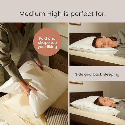 FOSSFLAKES Nordic Sleep, Bed Pillow Hypoallergenic Supportive with Down Alternate, Breathable and Machine Washable, Ideal for Side and Back Sleepers (White Medium High, King (U.S. Standard))