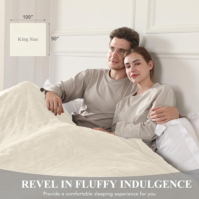 Electric Blanket King Size, Super Soft Cozy Upgraded Flannel Heated Blanket Dual Control with 5 Heating Levels & 10 Hours Auto Off, Fast Heating Blanket & Overheat Protection, 100" x 90", White