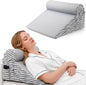 Lewondr Wedge Pillow for After Surgery, Adjustable Bed Wedge Pillow for Headboard Set with Side Pockets Fastener for Sleeping, Snoring, Back Pain & Acid Reflux Relief