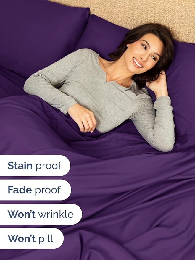 Extra Deep King Sheet Set - 6 Piece Breathable and Cooling Sheets - Hotel Luxury Bed Sheets Set - Easy & Secure Fit - Soft, Wrinkle Free and Comfy Sheets Set - Purple Sheet Set with Extra Deep Pockets