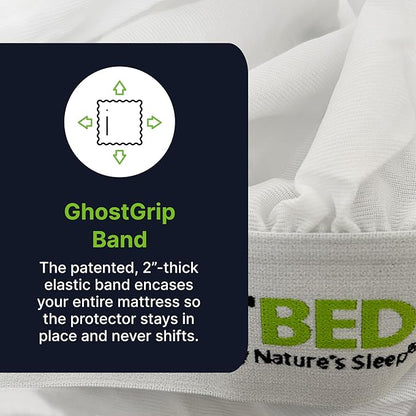 GhostBed Water Resistant Mattress Protector Cover - Noiseless, Lightweight, Breathable and Plastic-Free - Full White