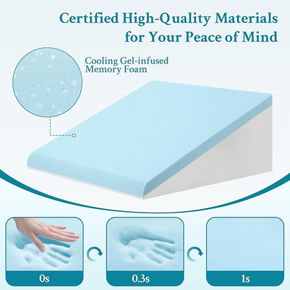 Wedge Pillow for Sleeping, 10" Bed Wedge Pillow for After Surgery, Triangle Pillow Wedge for Heartburn, Acid Reflux, GERD, Back Pain Relief, Neck Pain, Soft & Cooling Memory Foam Top
