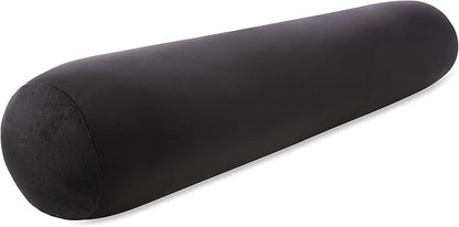 Straight Body Pillow, Full Size Premium Microbead,Side Sleeping/Maternity Pregnant Women, Supportive,Fluffy, Breathable, Cooling, 85/15 Spandex/Nylon Silky Feel Anti-Aging - 48 X 8 - Black