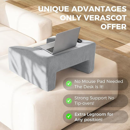 Reading Pillow for Gaming Lap Desk Pillow for Laptop with Cup Holder Pocket Foldable Memory Foam Bed Desk for Reading Working Crocheting Gaming Arm Rest on Bed/Sofa/Floor/Couch/Car(grey foldable)