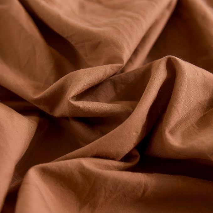 NEXHOME PRO Duvet Cover Set 100% Washed Cotton Super King 108"x98", Organic Natural Linen Look Textured 3 Pieces Bedding Set Terracotta Burnt Orange with Zipper Closure, Soft (No Comforter)