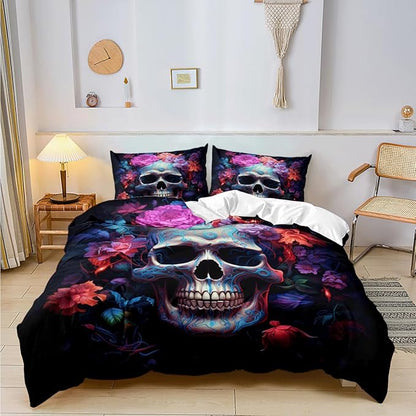 Halloween King Duvet Comforter Sets with 2 Pillowcases for Kids Girls Teens Adult Bedroom Decor,Country Bedding Décor