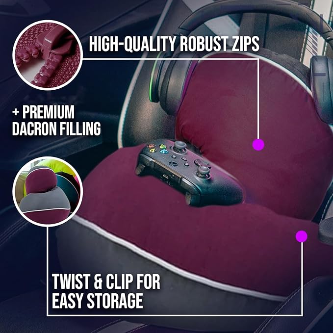 Legendary Gaming Pillow | Ergonomic Arm Rest Pillow for Long Gaming Sessions | Gaming Lap Pillow Provides Wrist & Elbow Support | Suede Gamer Pillow Comes with a Washable Cover, (Purple/Grey)