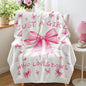 Bow Throw Blanket 60x50Inch Preppy Blanket Pink Bow Aesthetic Throw Blanket Coquette Flannel Soft Bow Plush Preppy Room Decor for Girls Women Birthday