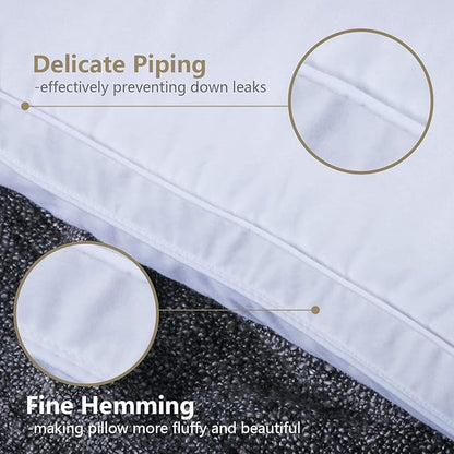 Feather and Down Pillows for Sleeping(2 Pack),Standard(20inx26in) - White Goose Down Feather Bed Pillow Inserts,100% Cotton Cover,Lightweight,Fluffy Sleeping Pillows for All Sleepers