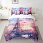 Feelyou Eiffel Tower Comforter Set with Sheets Twin Size Paris 7 Piece Bedding Set for Adult Boys Girls Teens Pink Flower and Butterfly Bed in a Bag Romantic Bed Set
