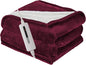 Electric Blanket Twin Size 62" x 84" Thickened Flannel and Sherpa Heated Blanket,10 Hours Timer Auto-Off,5 Heating Levels,for Bedroom Office Couch,WineRed