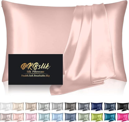 Mulberry Silk Pillow Cases King Size, Silk Pillowcase for Hair and Skin, Anti Acne Cooling Sleep Both Sides Natural Silk Satin Pillow Case Covers with Hidden Zipper, Gifts for Women Men, Coral