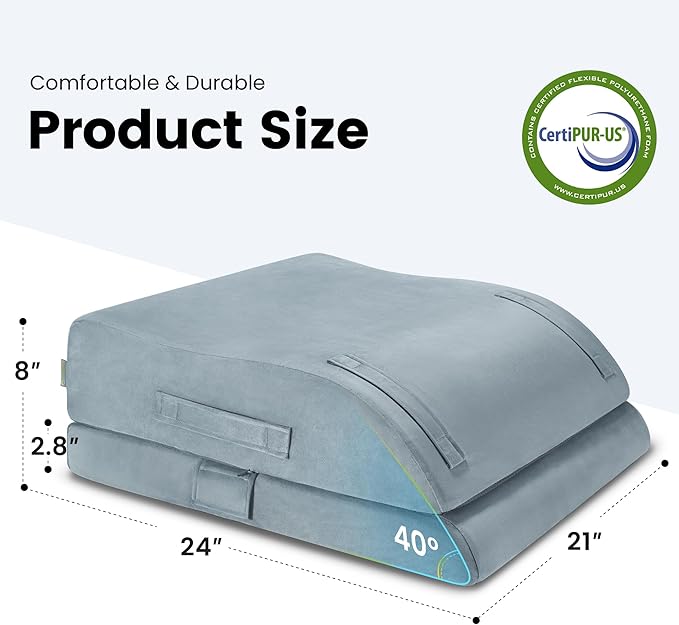 OasisSpace Adjustable Leg Elevation Pillow with Memory Foam- Leg Rest Pillow for Circulation and Elevation,Sleeping - Wedge Pillow for Legs, Back, Foot and Knee Injury with Removable Cover