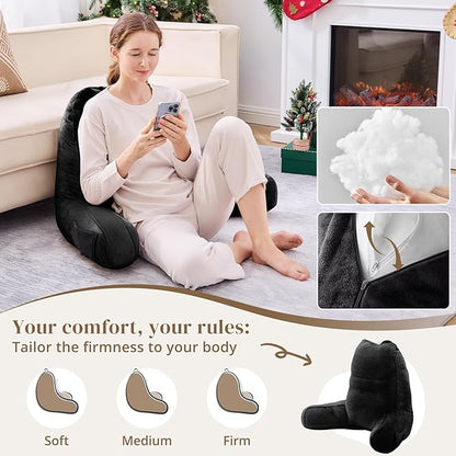 Sasttie Reading Pillow, Pillows for Reading or Relaxing – Ergonomic Support for Head, Neck, Back, and Lumbar, 21-Inch, Black
