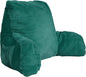 Home Soft Things Fox Faux Fur Bedrest Reading Pillow with Handle and Side Pocket, 20" x 18" x 17"，Teal Green Backrest Armrest Pillow Chair Back Support for Sitting up in Bed