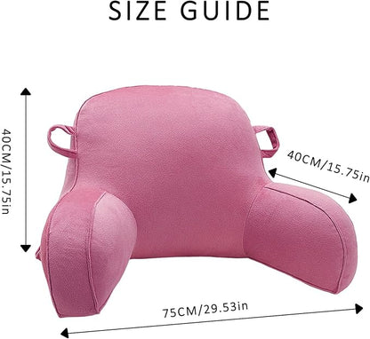 LiveGo Reading Pillow for Kids, Velvet Back Support Cushion for Sitting Up in Bed Adults, Kids Cuddle Cushion with Arms & Backrest Support Pillow for Teen Boys Girls Reading Bed Rest