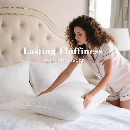 viewstar Hotel Collection Bed Pillows, Down Alternative Pillow for Back, Stomach or Side Sleepers, Firm, White, Queen