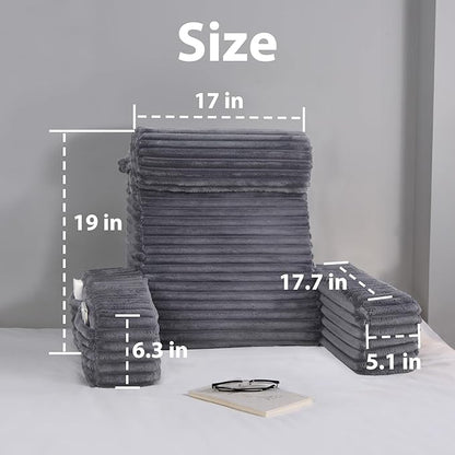 ENITYA 19” Back Pillow for Bed Sitting up, Built-in Armrests & Big Pockets, Back Support Chair Pillow for Sitting up/Watching TV/Reading/Gaming/Resting/Post Surgery/Nursing