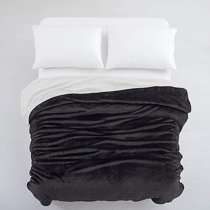IR Imperial Rooms Sherpa Fleece Throw Blanket Twin Size for Couch - Thick and Warm Fluffy Black Blankets for Winter, Soft and Fuzzy Twin Blanket for Bed, 60x80 Inches