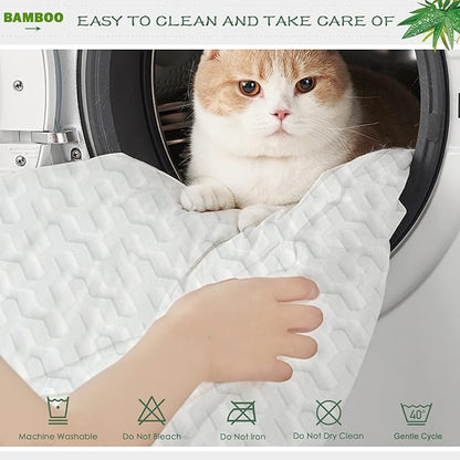 GRT Waterproof Rayon Bamboo Mattress Protector Queen Size - 3D Air Fiber Mattress Protector Cover, Cooling Mattress Pad Breathable Ultra Soft Noiseless 8''-21'' Deep Pocket Machine Washable