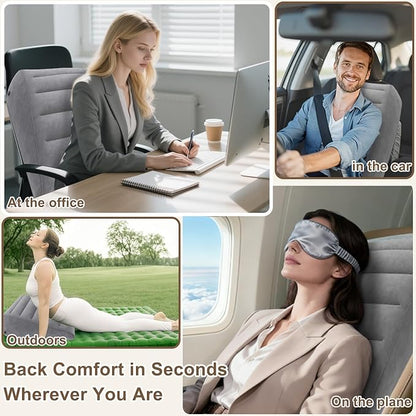Inflatable Wedge Pillow for Sleeping - Inflatable Travel Pillow with Eye Mask for Head Shoulder,Back,Knee,Leg Elevation,Post-Surgery Support,Acid Reflux&Back Pain Relief,Snoring,Portable Wedge Cushion