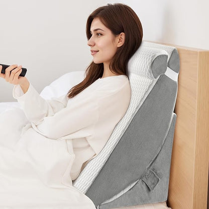 Bed Wedge Pillow for Sleeping, Adjustable Wedge Pillow Set for After Surgery, Elevated Triangle Pillow for Acid Reflux and Back Pain Relief, Post Surgery, Sleep Apnea, Back Suppor