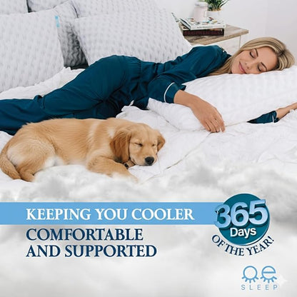 Bed Pillow for Side and Back Sleepers – Curved Cooling Pillow for Neck and Shoulder Pain Relief – Adjustable Memory Foam Pillow with Washable Cover – Queen Size with Extra Fill (White)
