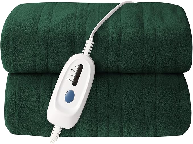 Electric Heated Blanket 72"x84" Full Size Microplush Cover Blanket, 4 Heat Settings & 10 Hours Auto Off, Cozy & Breathable, Warm All Night, Grass Green